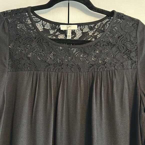 Joie Black Long Sleeve with Lace Blouse - Picture 2 of 6